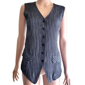 Vintage 90s STAR C.C.C. Pinstripe Vest sz S, Corporate Office Goth Dark Academia